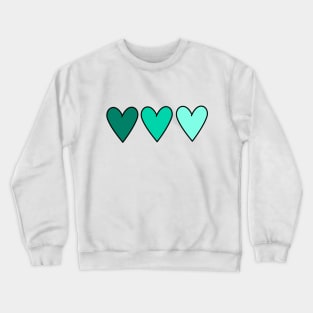 Beautiful teal blue ombre hearts Crewneck Sweatshirt